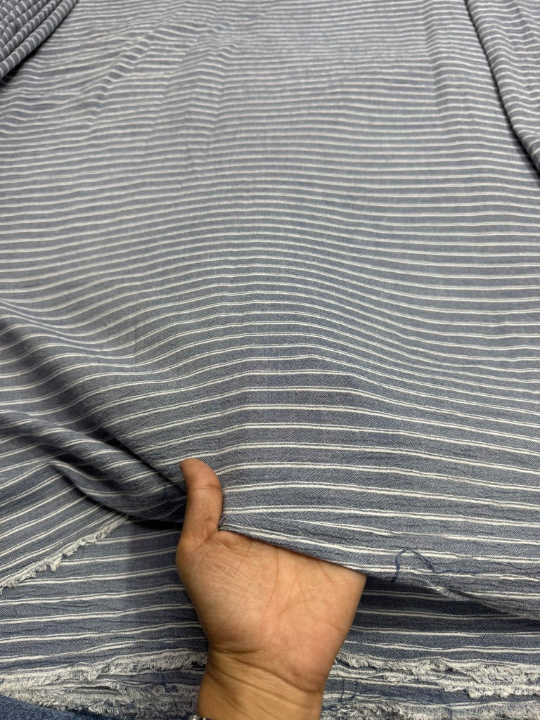 Buy Rayon Greyish Blue White Stripe Fabric