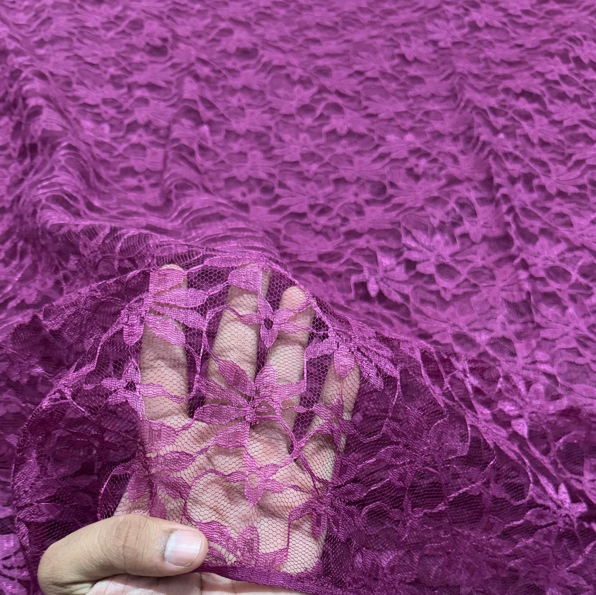 Buy Purple Leaf Mesh Embroidery Fabric - MAF 