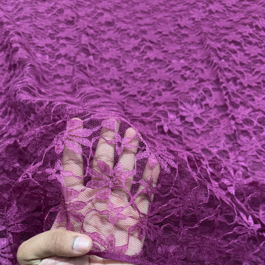 Buy Purple Leaf Mesh Embroidery Fabric - MAF 