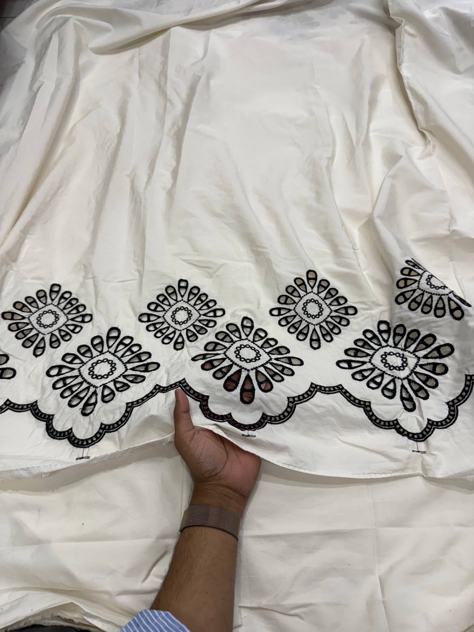 Buy Silk Hakoba Border Black Design Fabric - MAF