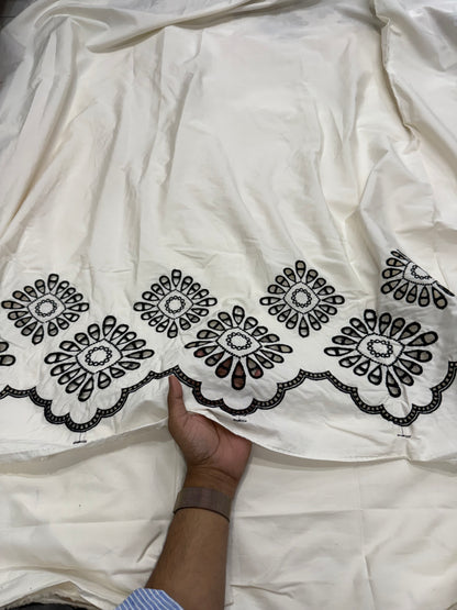 Buy Silk Hakoba Border Black Design Fabric - MAF