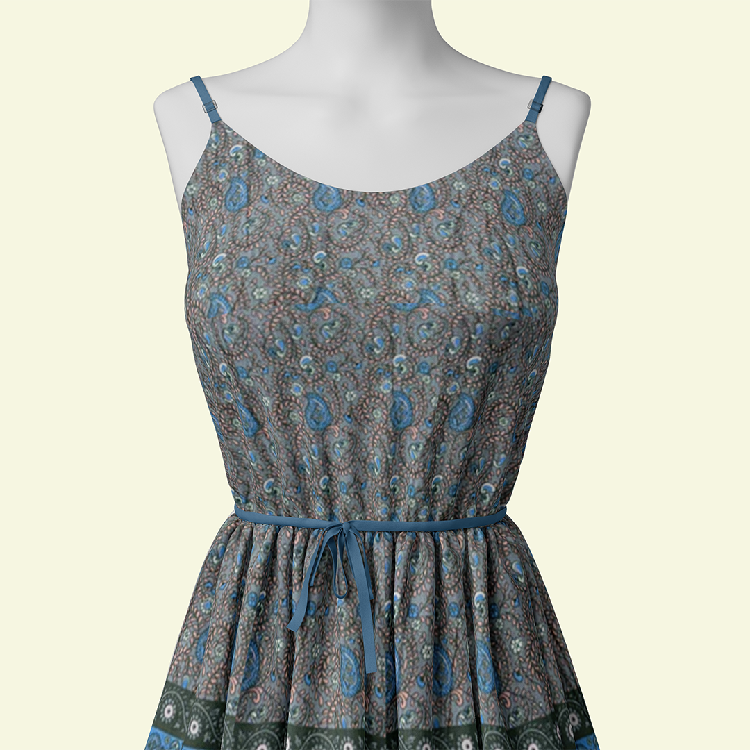 Buy Black Rayon Boho with Border Printed Fabric - MAF 