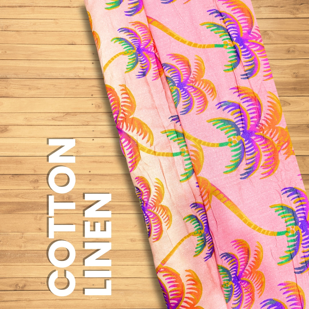Buy Pure Linen Cotton Tropical Print Fabric - MAF 