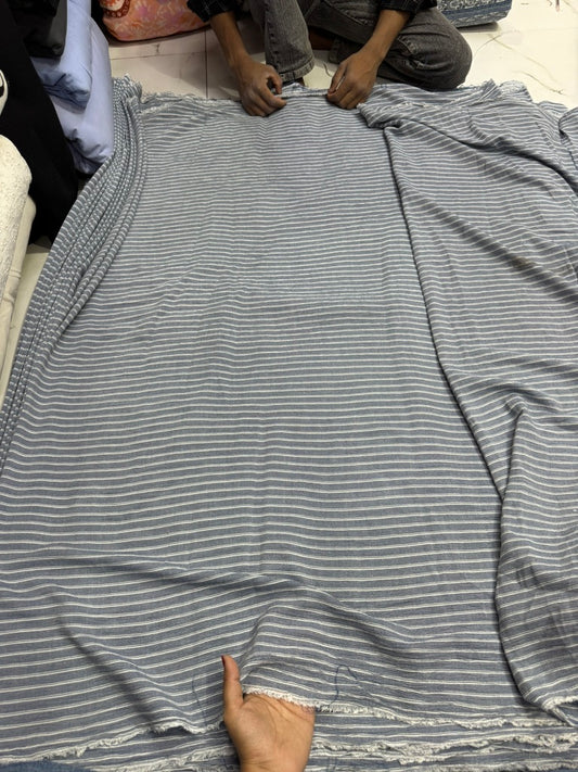 Buy Rayon Greyish Blue White Stripe Fabric