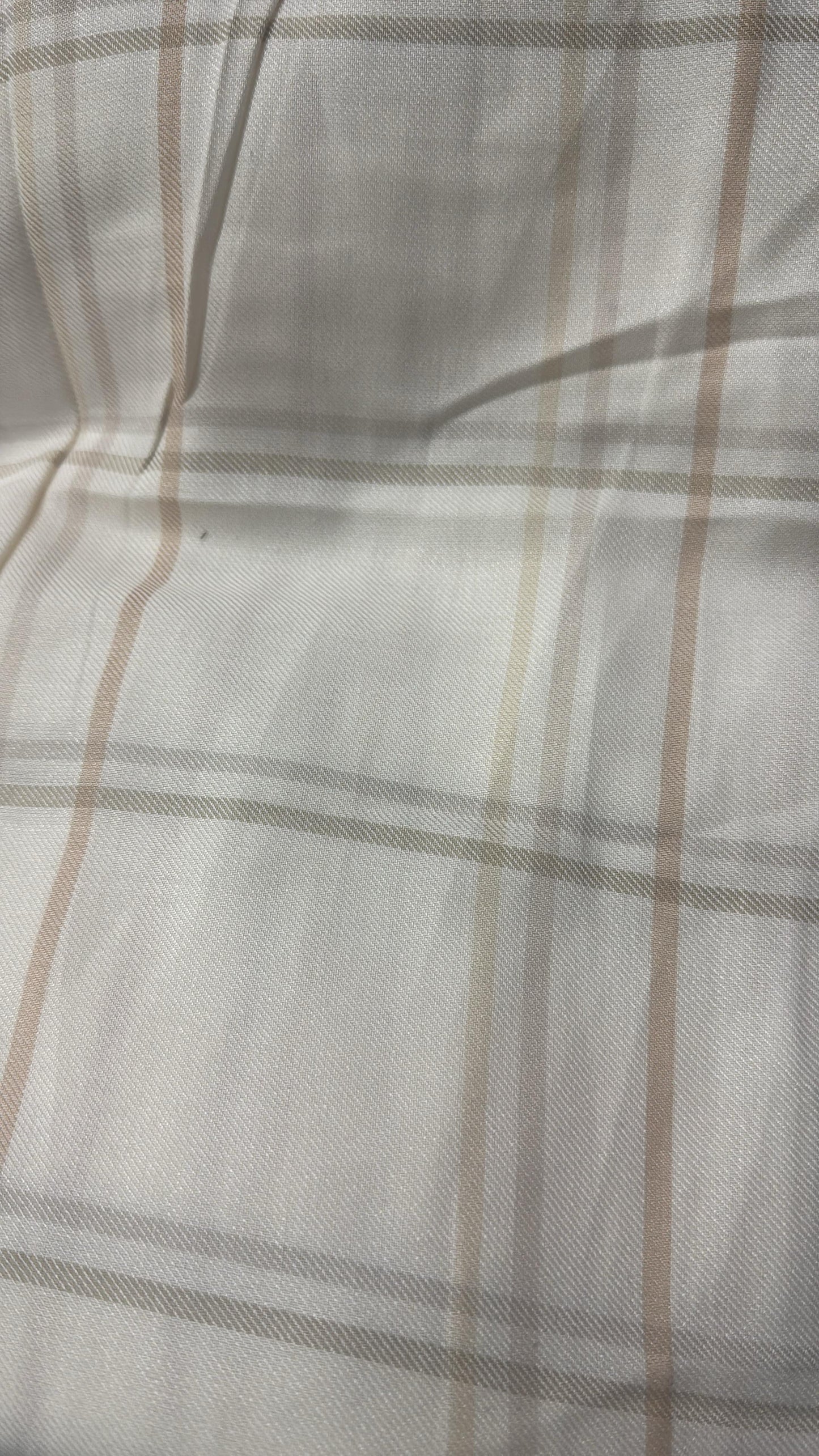 Woollen Pashmina White & Yellow Check Shirting Fabric - MAF 