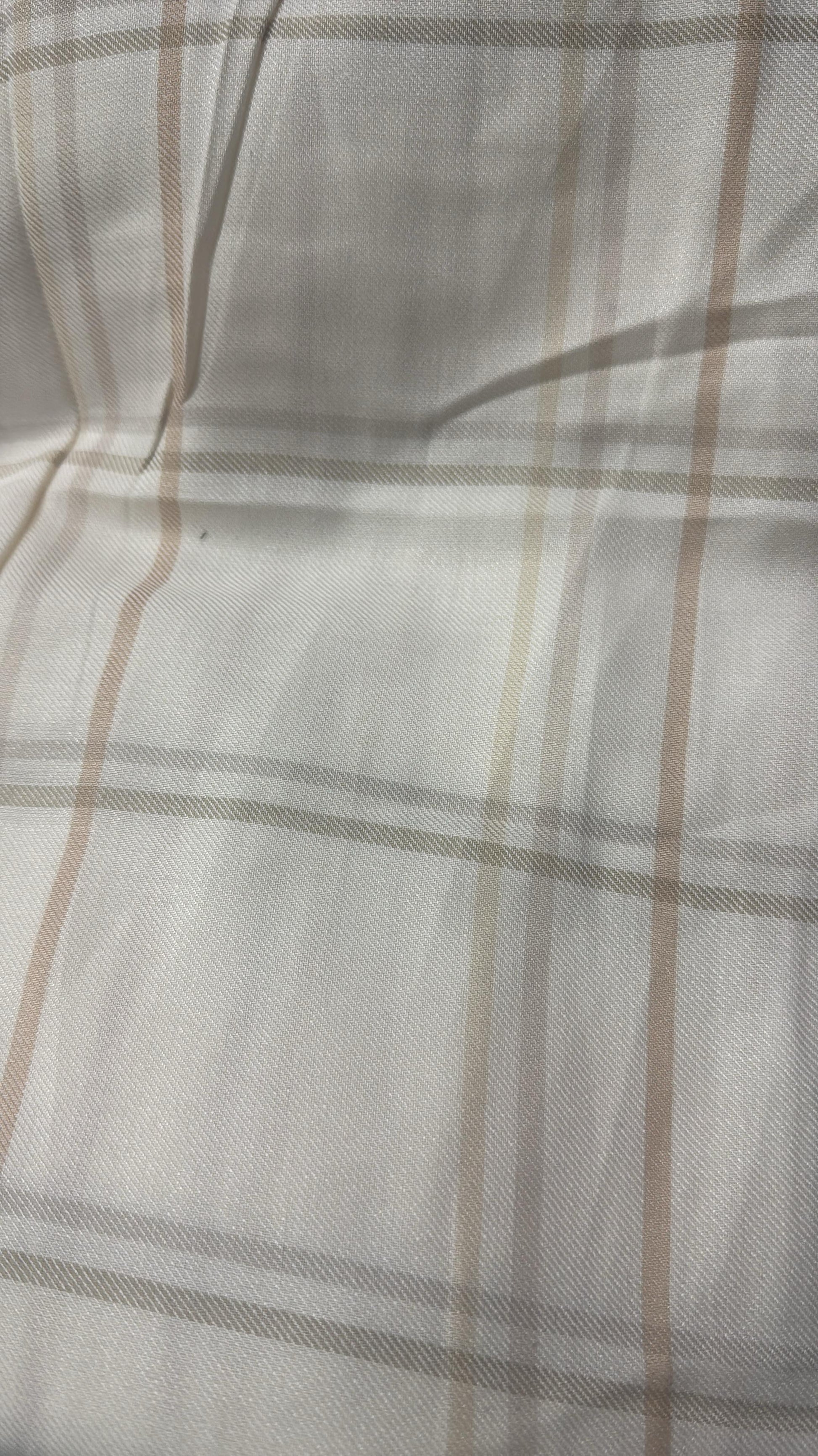 Woollen Pashmina White & Yellow Check Shirting Fabric - MAF 