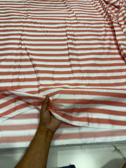 Buy Cotton Twill Satin Rust Dual Stripe Fabric - MAF 