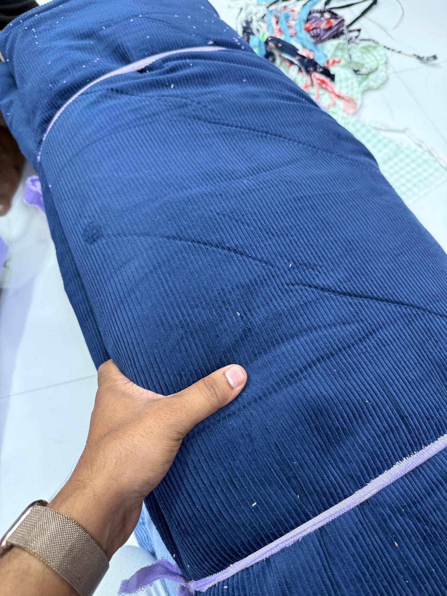 Buy Corduroy Solid Navy Blue Fabric