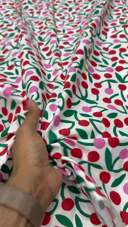Buy Cotton Poplin Dual Colour Cherry Printed Fabric