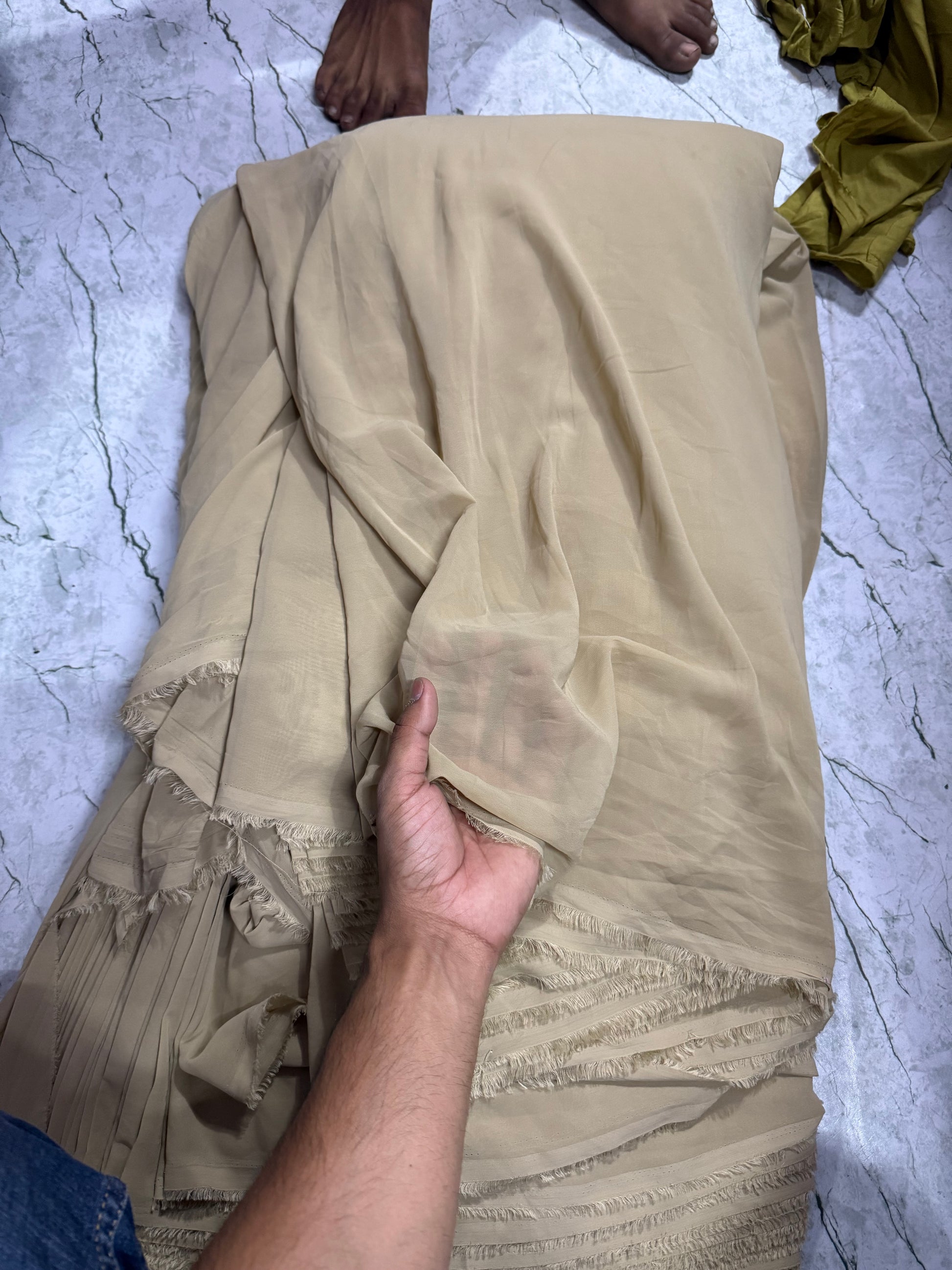Fox Georgette Solid Pastle Nude Fabric - MAF 