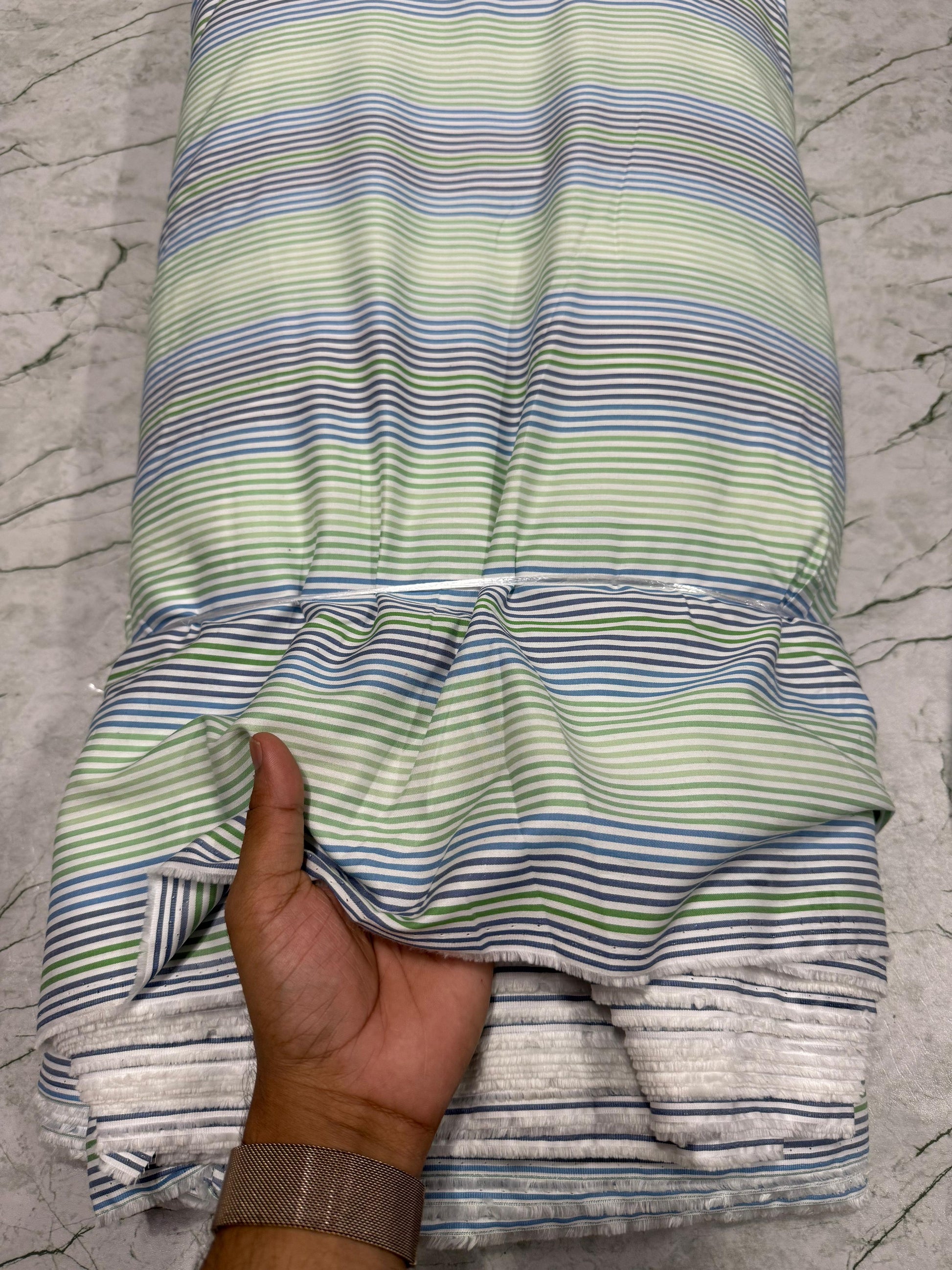 Buy 50s Poplin Multi Colour Stripe Printed Fabric - MAF 