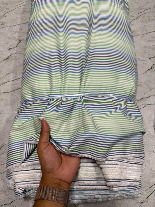 Buy 50s Poplin Multi Colour Stripe Printed Fabric - MAF 