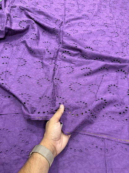 Buy Cotton Hakoba Purple Fan Border Jacquard Fabric