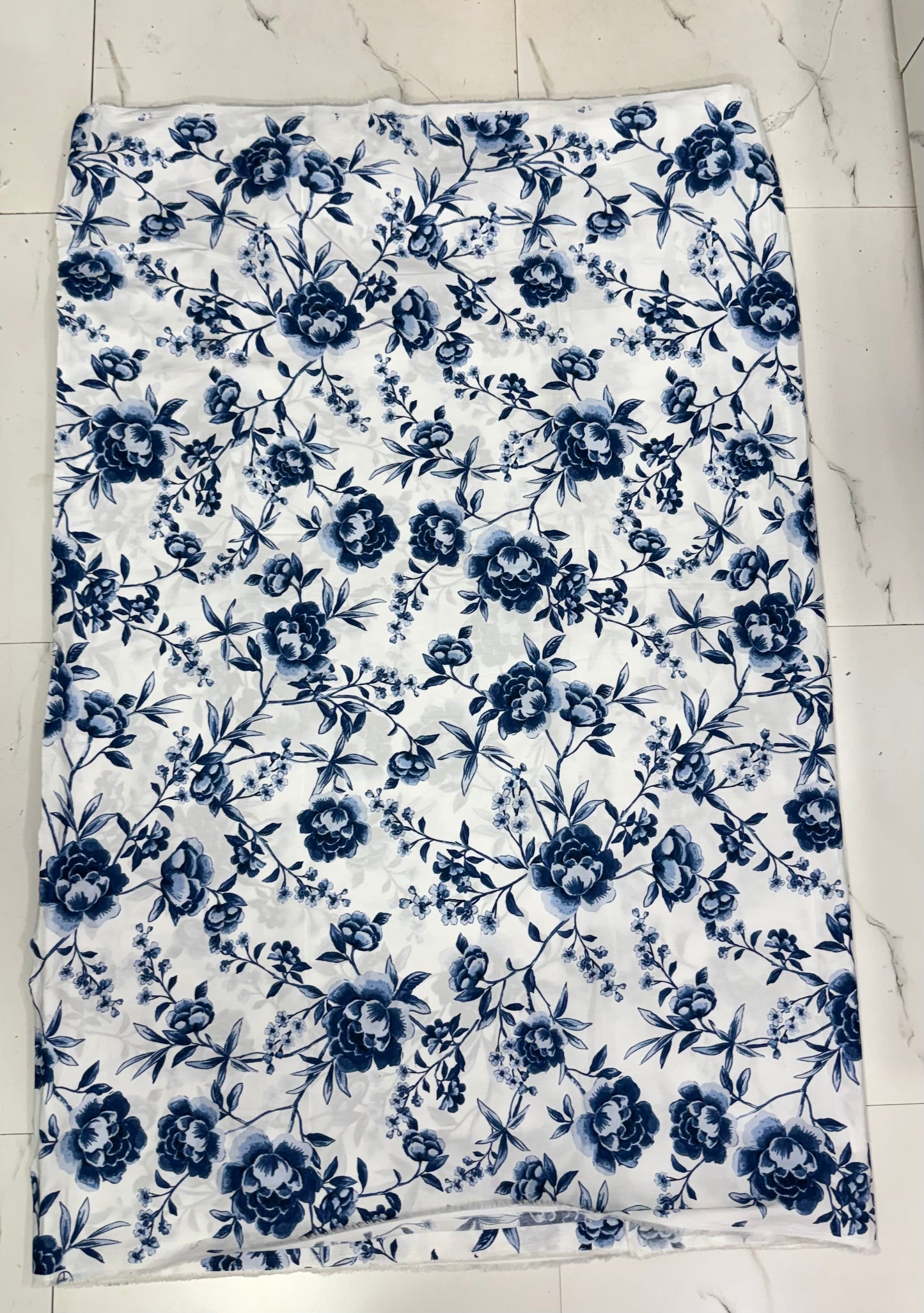 Buy Cotton Poplin Blue Flower Printed Fabric