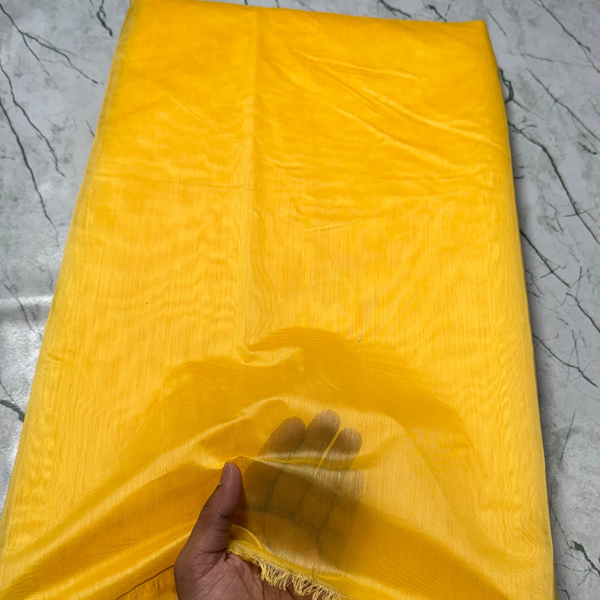 Buy Mul Chanderi Ladoo Peela Fabric - MAF 