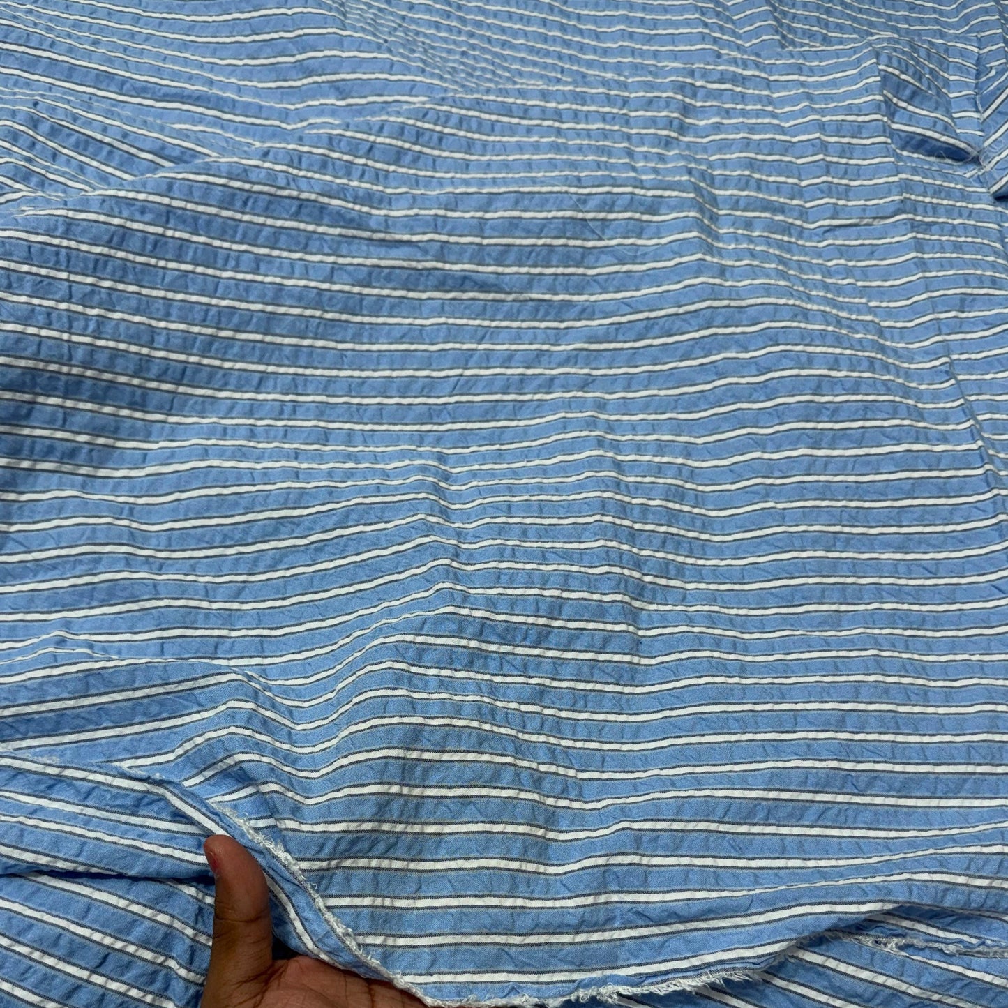 Premium Seersucker Formal Blue Stripe Fabric - MAF 