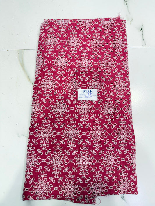 Buy Cutpiece 100% Linen Hot Pink Hakoba Heavy Flowery Joined 70 centimeter