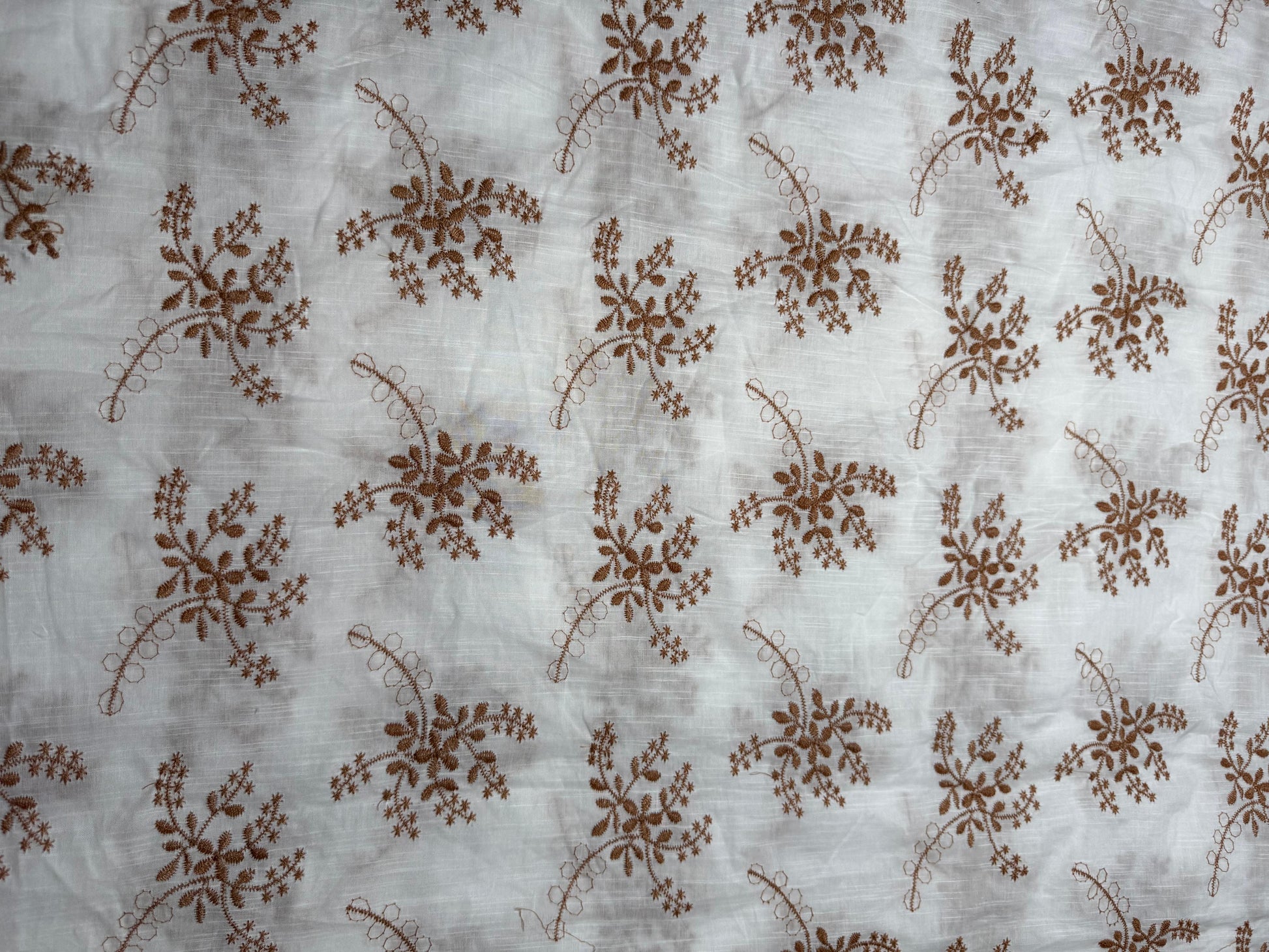 Buy Pure Cotton Cambric slub Golden Embroidery Fabric - MAF 