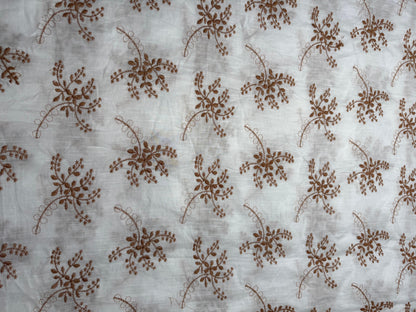 Buy Pure Cotton Cambric slub Golden Embroidery Fabric - MAF 