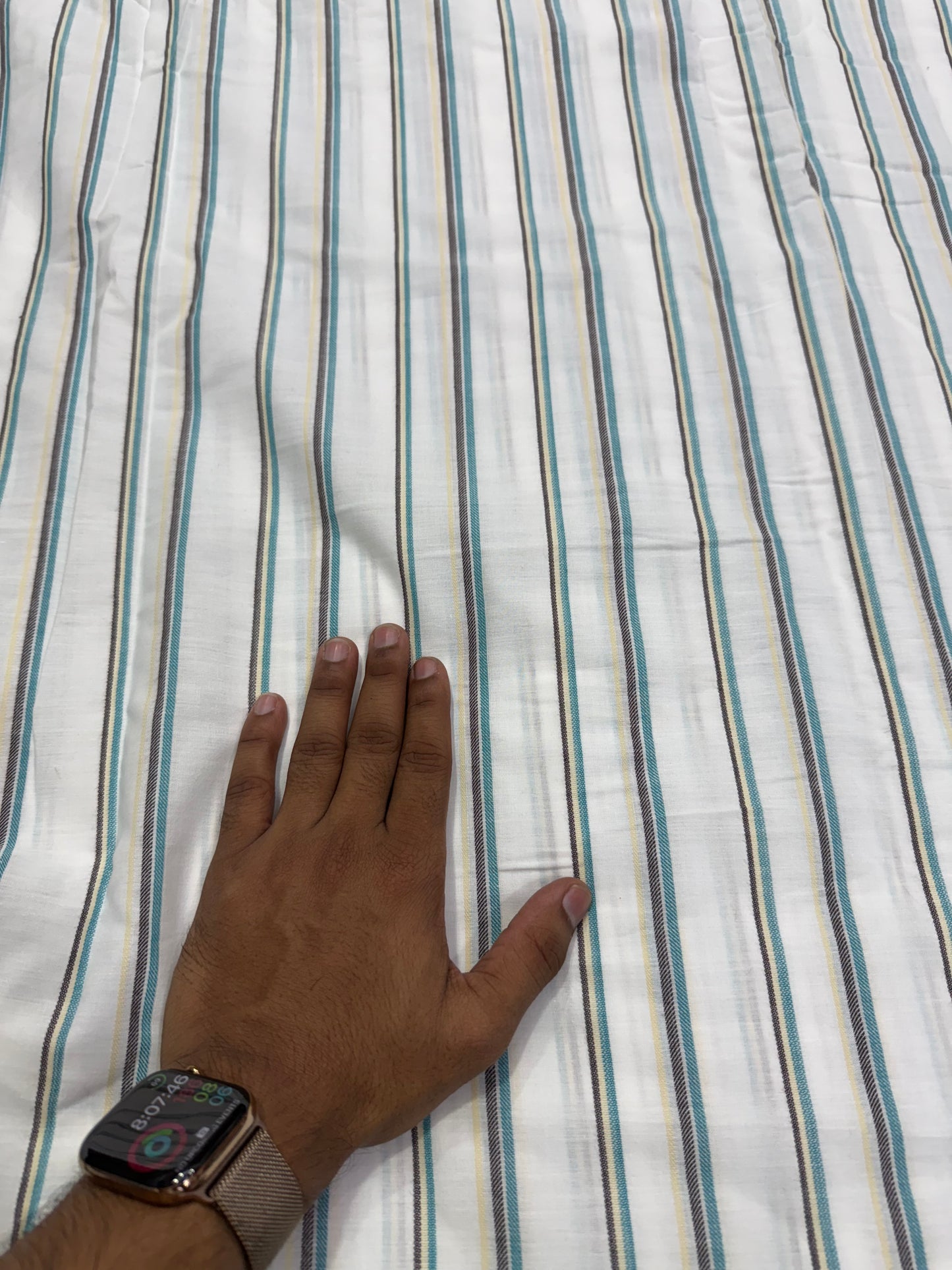 Buy Cotton Linen Grey Green Stripe Fabric