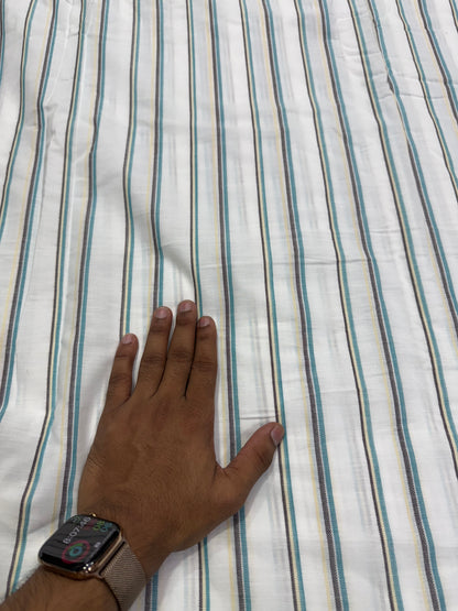Buy Cotton Linen Grey Green Stripe Fabric