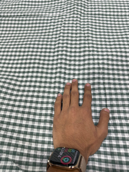 Buy Premium Seersucker Dark Green Gingham Check Fabric