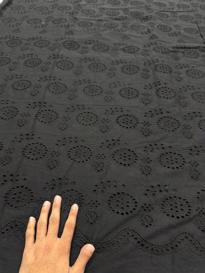 Buy Cotton Poplin Schiffli Black Floral All Over Beatiful Embroidery