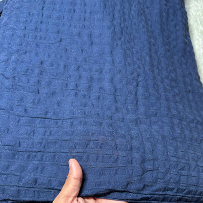 Buy Box Seersucker Solid Blue Fabric - MAF 