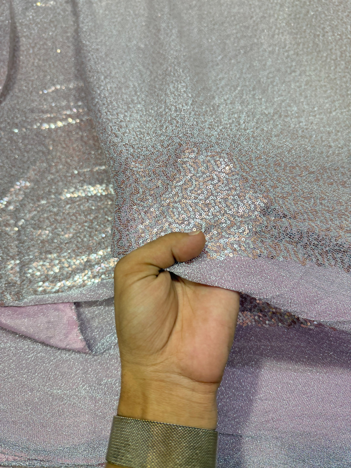 Buy Sequins Micro Mauve Pink Shimmer Fabric