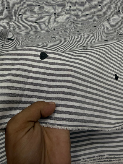 Buy Premium Cotton Yarn-Dyed White Black Heart Stripe Dobby Fabric