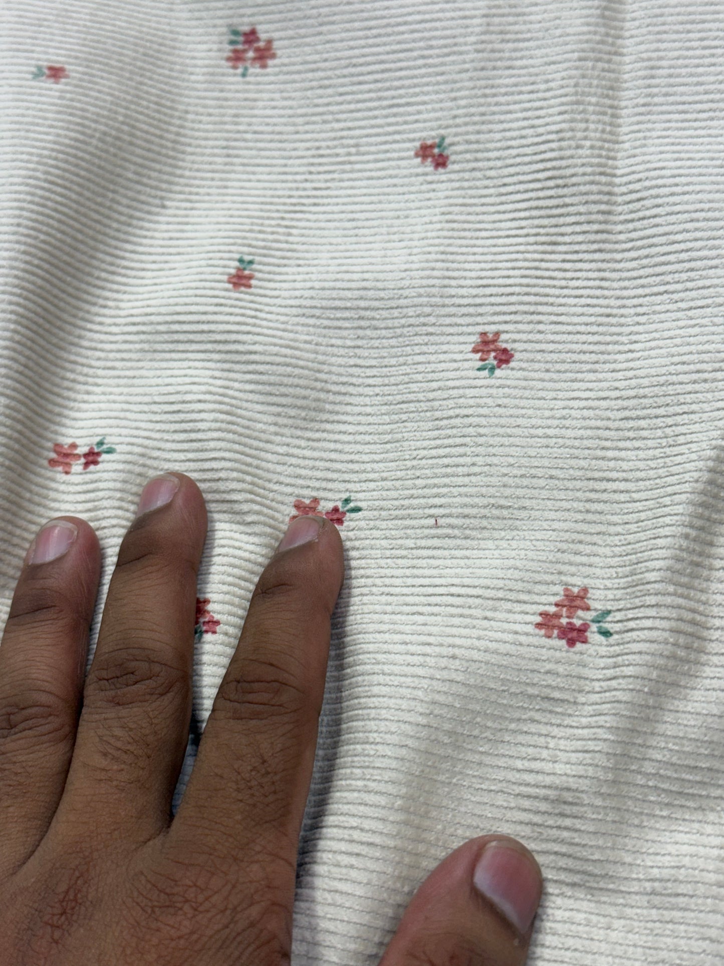 Buy Corduroy Solid Beige Base Floral Print (11 Wale) Fabric