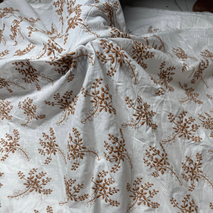 Buy Pure Cotton Cambric slub Golden Embroidery Fabric - MAF 