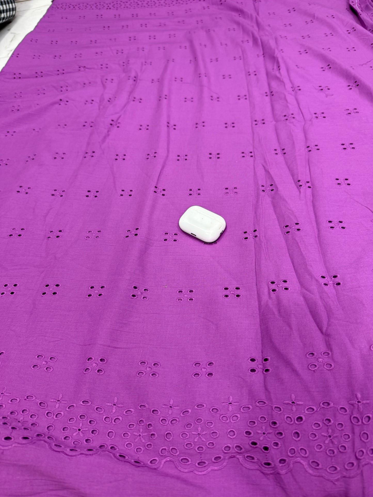 Buy Premium Cotton Cambric Schiffli Purple Confetti Fabric