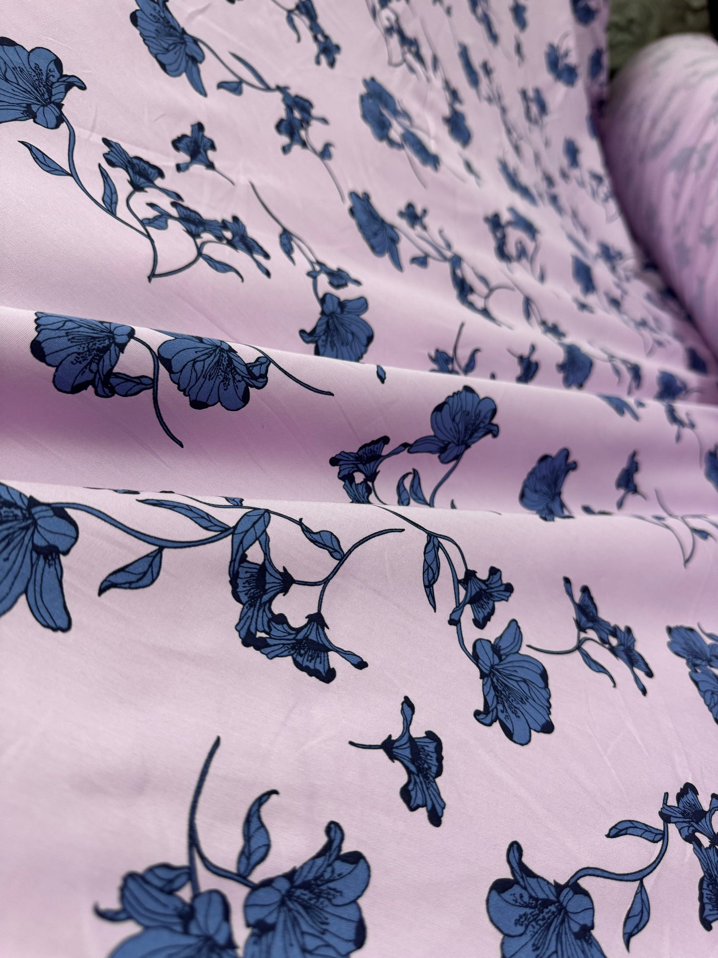 Buy Cotton Poplin Lavender Base Neelkanth Flower Printed Fabric