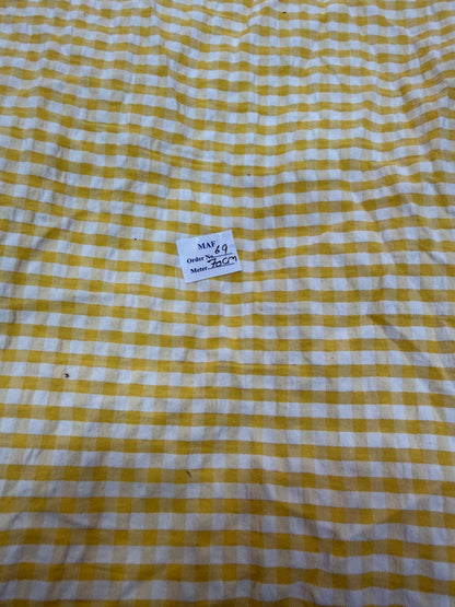 Buy Cutpiece Cotton Seersucker White Yellow Gingham Blush Checks 70 Centimeter