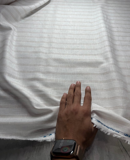 Buy 80 Lea Pure Linen Brown Stripe Shirting Fabric