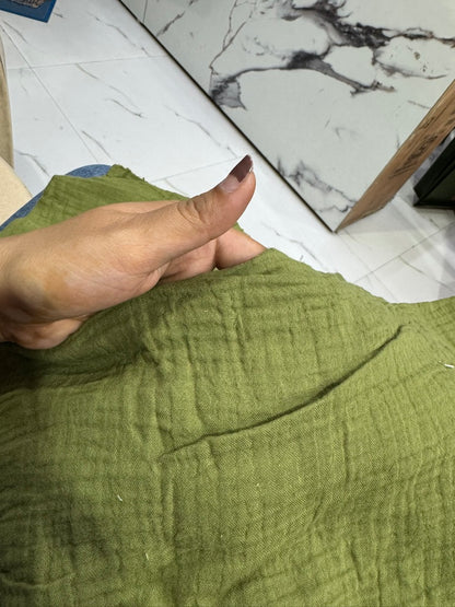 Buy Soft Cotton Double Cloth Olive Green Fabric