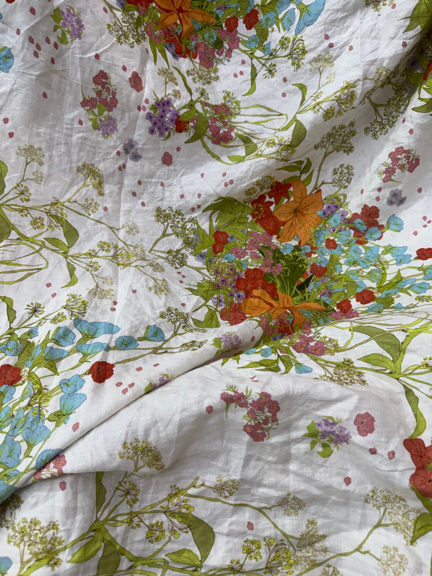 Buy Pure Linen Floral Printed Fabric