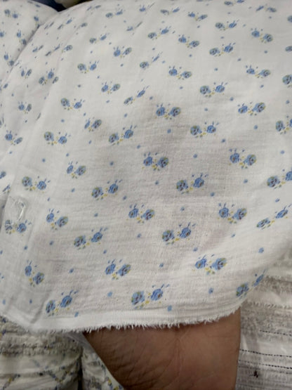 Buy Premium Cotton Double Cloth Blue Cute Floral Print