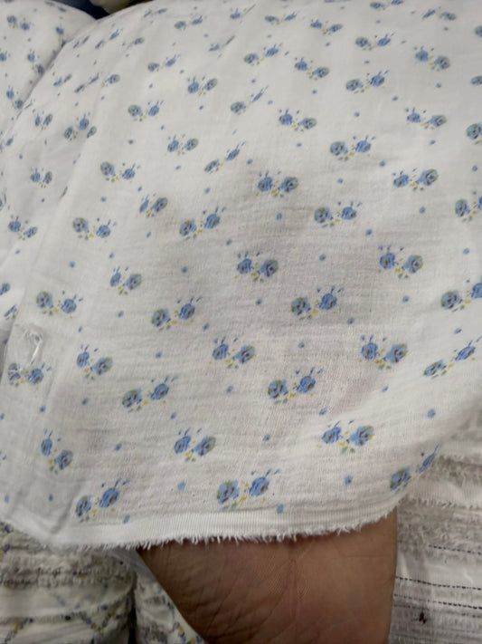 Buy Premium Cotton Double Cloth Blue Cute Floral Print