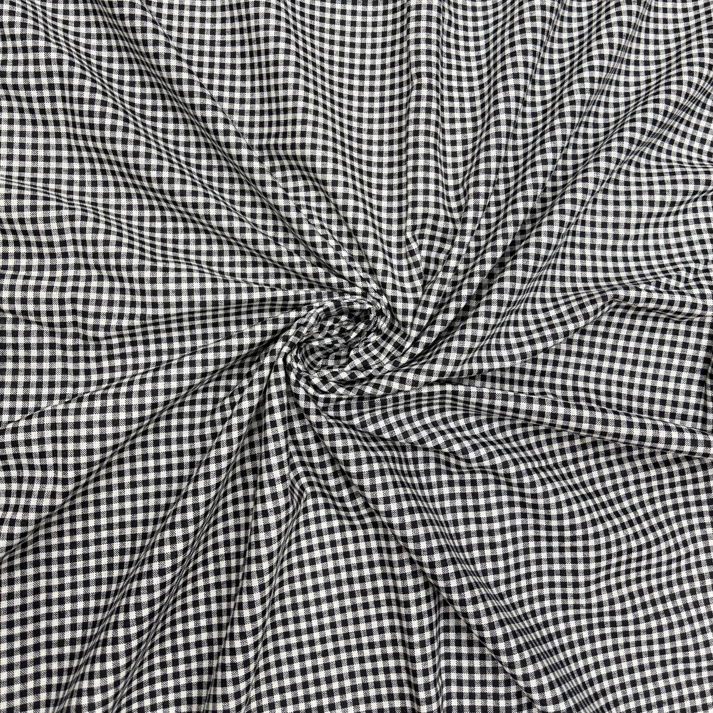 Cotton Linen Black Ghingham Fabric - MAF 