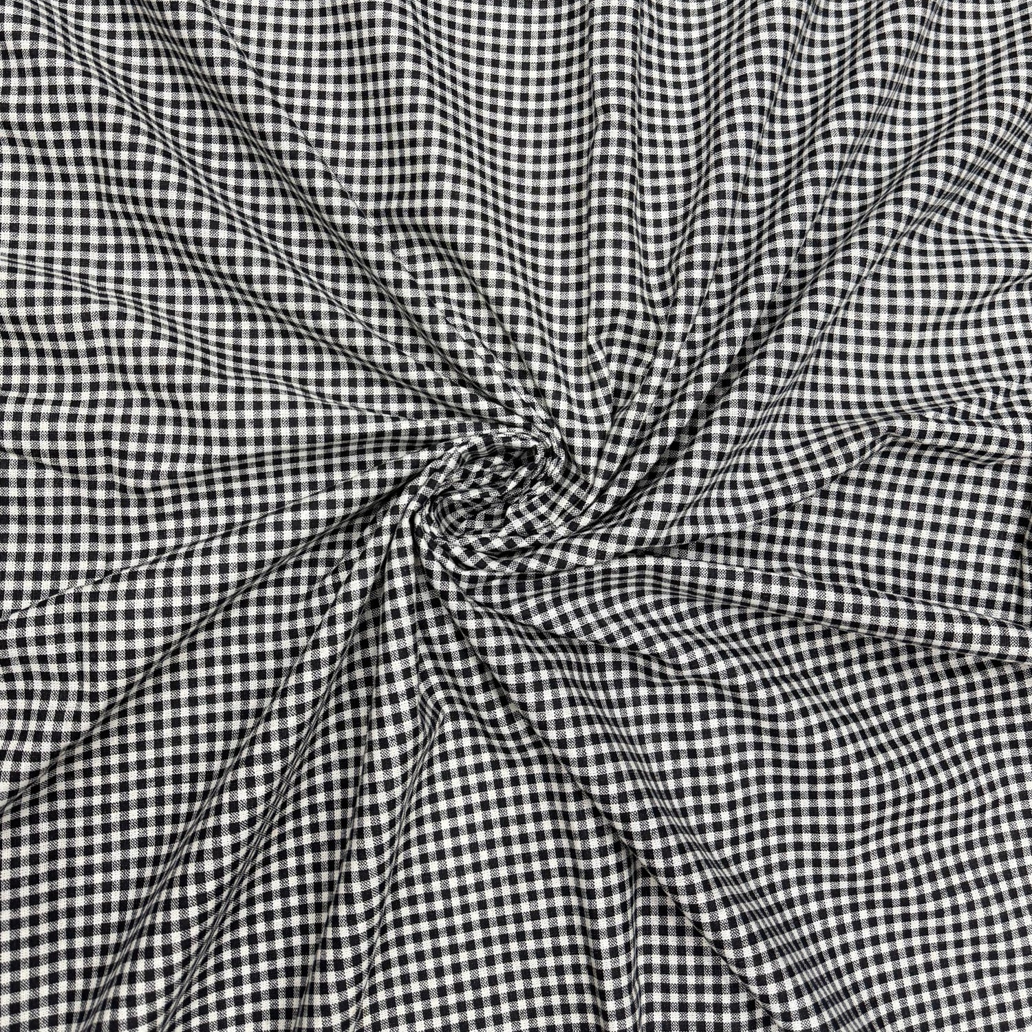 Cotton Linen Black Ghingham Fabric - MAF 