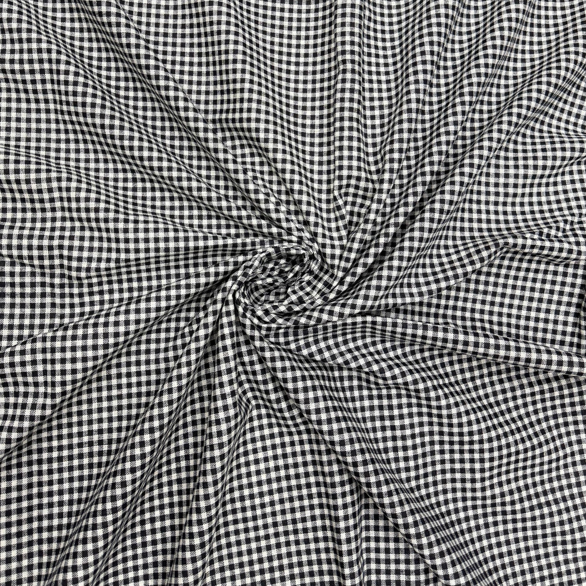 Cotton Linen Black Ghingham Fabric - MAF 