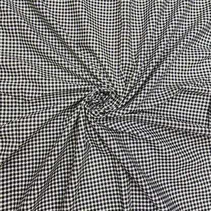 Cotton Linen Black Ghingham Fabric - MAF 