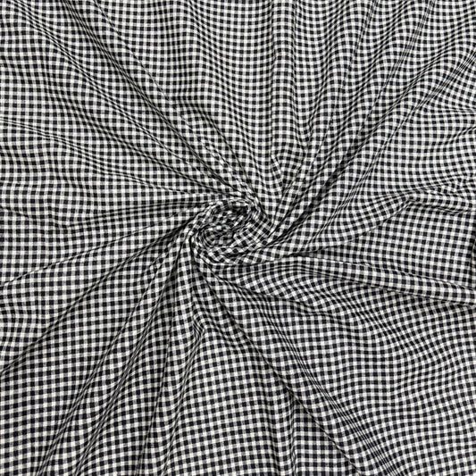 Cotton Linen Black Ghingham Fabric - MAF 