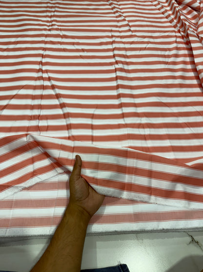 Buy Cotton Twill Satin Rust Dual Stripe Fabric - MAF 