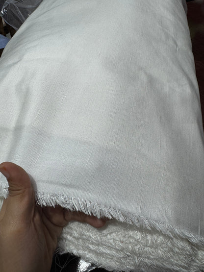 Buy Pure Linen Solid White Safari Fabric
