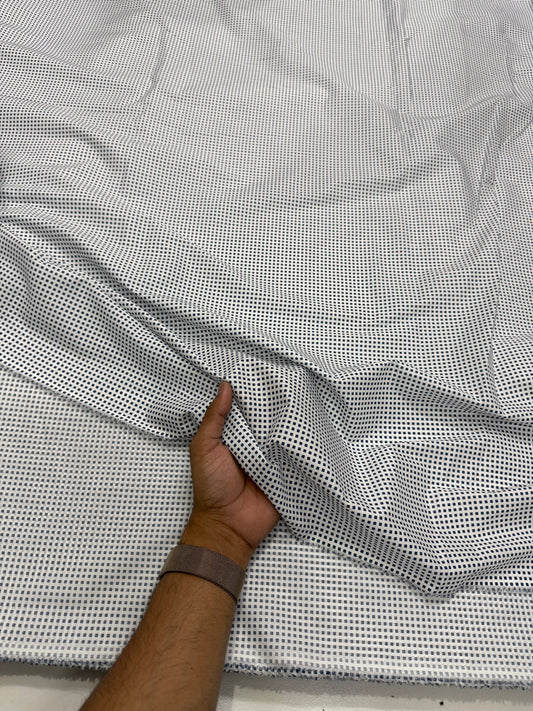 Buy Mul Cotton White Base Small Square Printed Fabric - MAF 