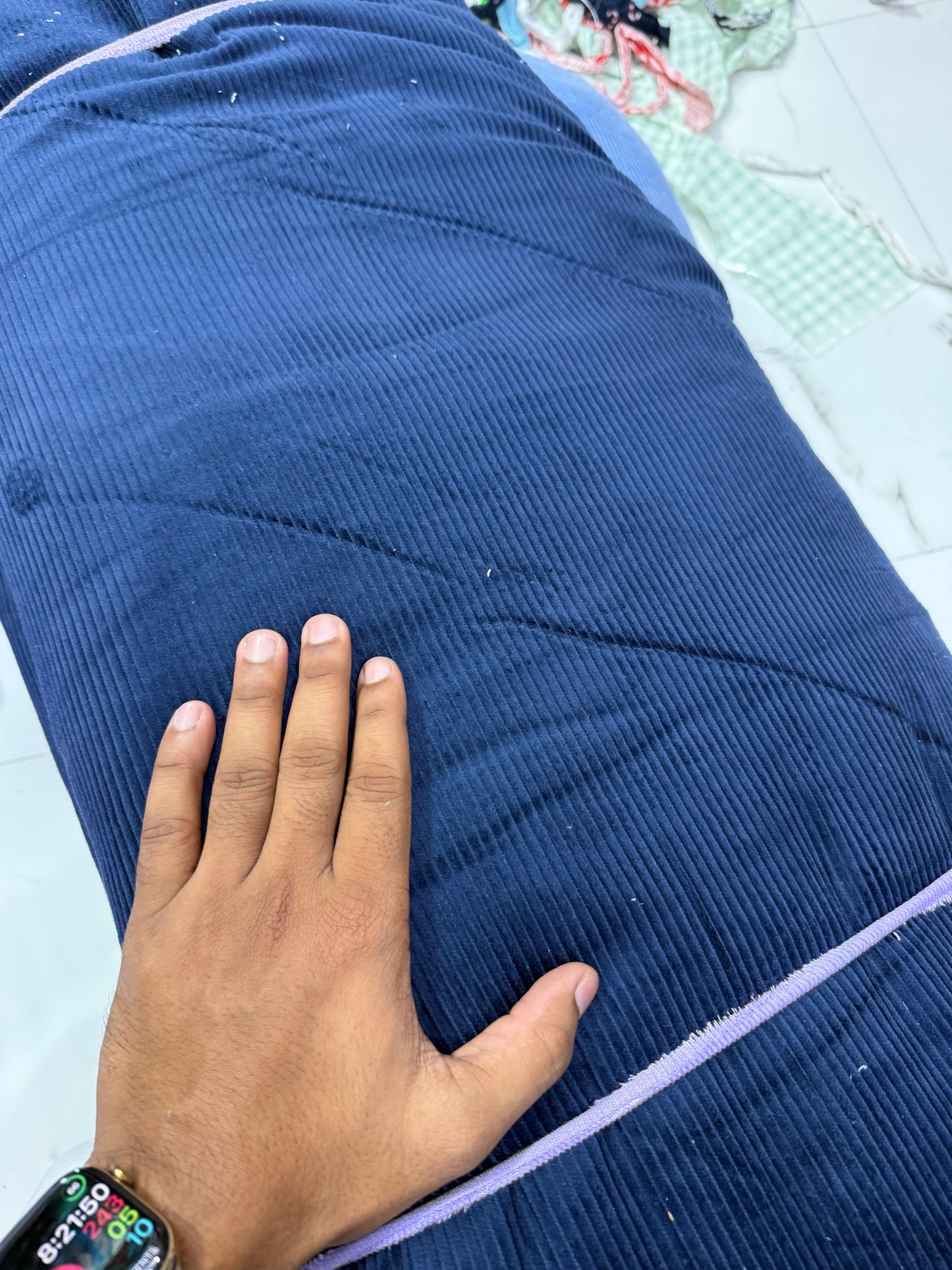 Buy Corduroy Solid Navy Blue Fabric