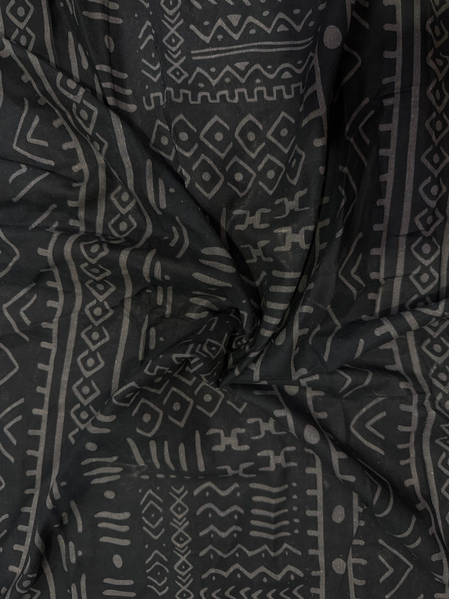 Cotton Linen Black Historic Printed Fabric - MAF 
